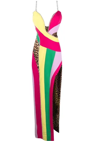 Philipp Plein Rainbow-patchwork long dress