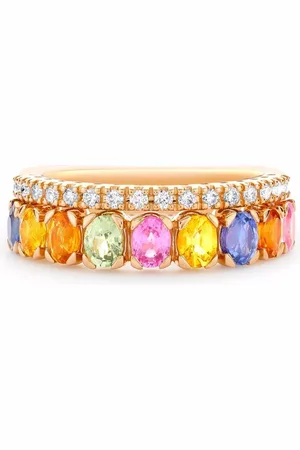Pragnell 18kt rose gold Rainbow sapphire and diamond ring