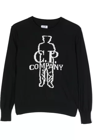 C.P. Company Menino Pullovers e Camisolas de Malha - Embroidered-logo knitted sweatshirt