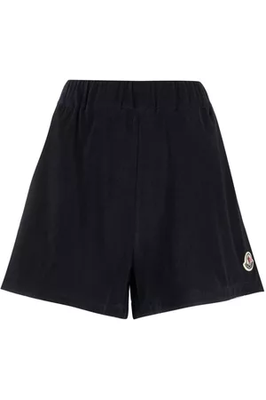 Moncler Mulher Calções - Logo-patch velour shorts