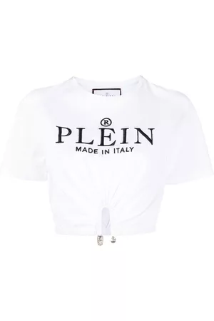 Philipp Plein Mulher T-shirt com Bordado - Embroidered-logo cropped T-shirt