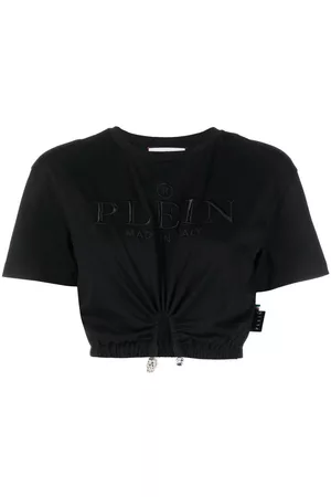 Philipp Plein Mulher T-shirt com Bordado - Embroidered-logo cropped T-shirt