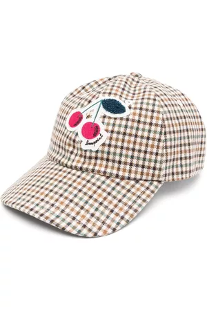 BONPOINT Menina Chapéus - Cherry-print checked cap