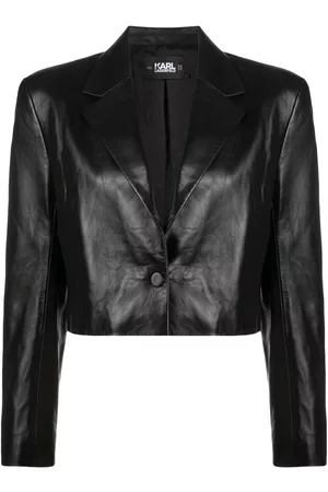 Karl Lagerfeld Mulher Casacos de Pele - Signature cropped leather jacket