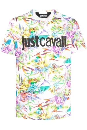 Roberto Cavalli Homem T-shirts & Manga Curta - Graphic-print short-sleeved cotton T-shirt