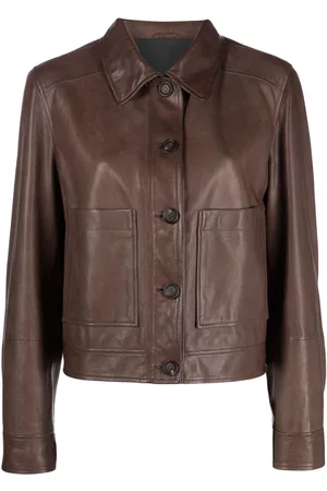 Brunello Cucinelli Mulher Casacos de Pele - Button-fastened eco-leather jacket