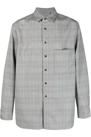 corneliani Homem Camisas de Manga comprida - Checked long-sleeve wool shirt