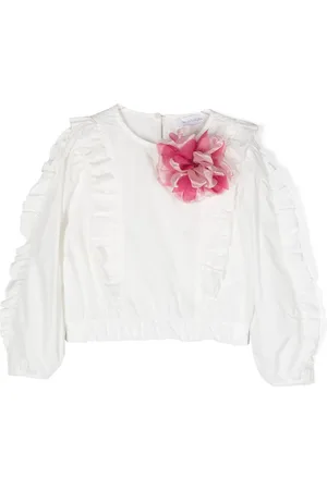MONNALISA Flora-appliqu?? ruffled blouse