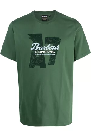 Barbour Homem T-shirts & Manga Curta - Logo-print short-sleeved cotton T-shirt