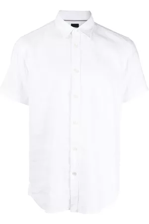 HUGO BOSS Homem Camisas de Manga curta - Linen-blend short-sleeved shirt
