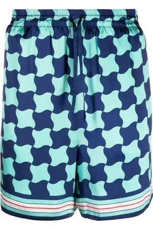 Casablanca Homem Bermudas - Pool Tile-print silk shorts