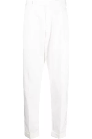 PT Torino Homem Calças Formal - High-waisted cotton tailored trousers