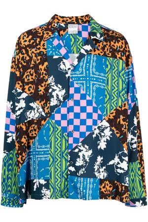 MARCELO BURLON Mix-print camp collar shirt