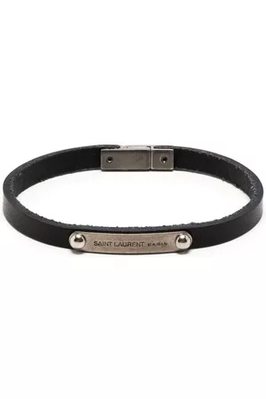 Saint Laurent Homem Pulseiras - ID Plaque leather bracelet