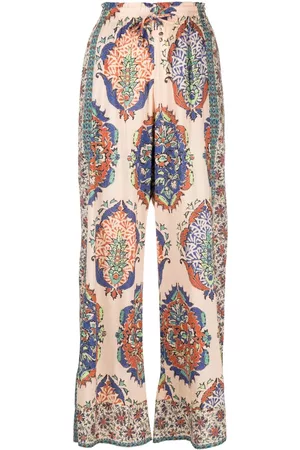 BOTEH Mulher Calças à Boca-de-sino - Graphic-print wide-leg palazzo trousers