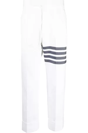 Thom Browne Homem Calças Formal - 4 Bar Stripe cropped tailored trousers