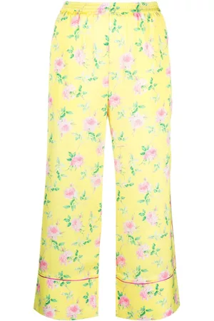 Msgm Mulher Calças Estampadas - Floral-print cropped trousers