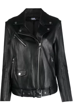 Karl Lagerfeld Mulher Casacos de Pele - Detachable-sleeve leather jacket