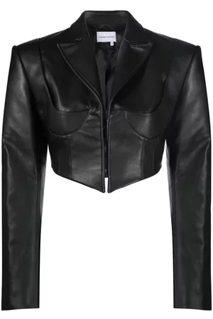 ALEKSANDRE AKHALKATSISHVILI Mulher Casacos de Pele - Cropped faux-leather jacket