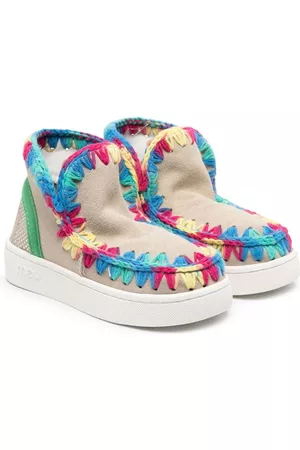 Mou Menina Sapatilhas - Eskimo crochet-whipstitch suede sneakers