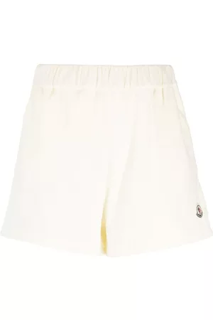 Moncler Mulher Calções - Logo-patch velour shorts