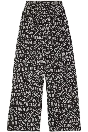 Balenciaga Homem Calças à Boca-de-sino - Logo-print wide-leg trousers