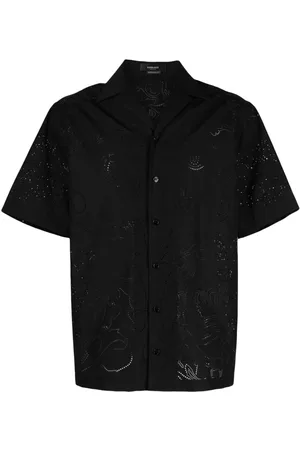 VERSACE Homem Camisa Formal - Perforated-detail button-up shirt