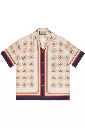 Gucci Homem Camisa Formal - Graphic-print silk shirt