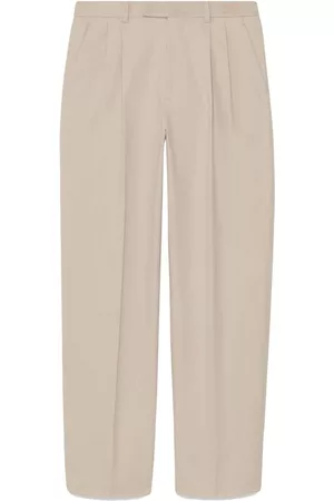 Gucci Homem Calças Formal - Logo-embroidered cotton tailored trousers