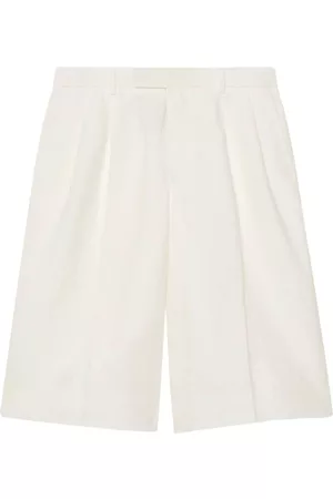 Gucci Homem Bermudas - Logo-embroidered linen shorts
