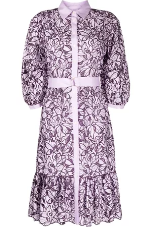 Marchesa Rosa Mulher Vestidos Camisa - Viola guipure-lace belted dress