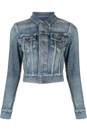 Saint Laurent Mulher Casacos de Ganga - Mid-wash denim jacket