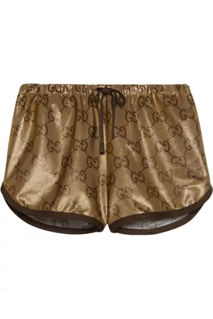 Gucci Mulher Calções - Metallic monogram drawstring shorts