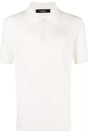 VERSACE Homem Camisa Formal - La Greca pointelle-knit polo shirt