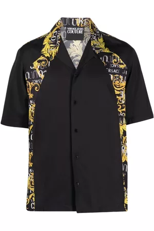 VERSACE Homem Camisa Formal - Logo-print panelled shirt