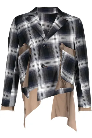 Sulvam Asymmetric plaid-check blazer
