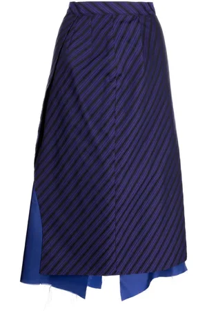 Sulvam Raw-hem striped skirt