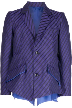 Sulvam Raw-hem striped blazer