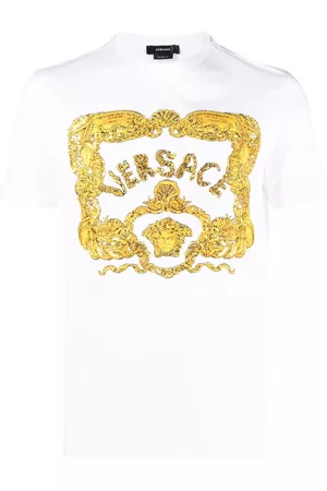 VERSACE Homem T-shirts & Manga Curta - Embroidered Seashell Baroque-logo T-shirt
