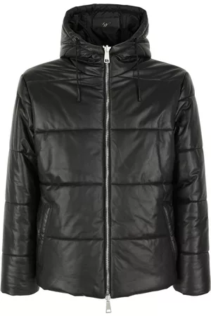 Giuseppe Zanotti Homem Casacos de Pele - Drawstring-hood leather puffer jacket