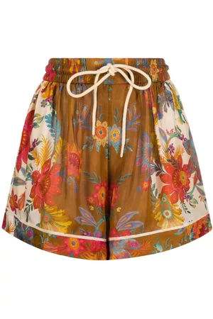 ZIMMERMANN Mulher Calções - Ginger floral-print silk shorts
