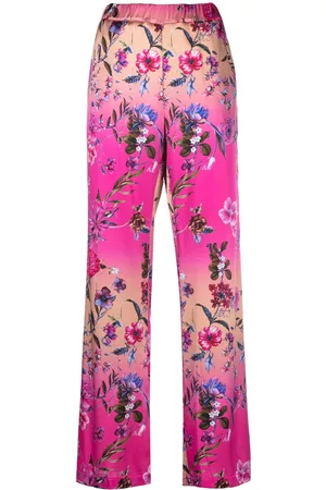 813 Mulher Calças Estampadas - Floral-print high-waist trousers
