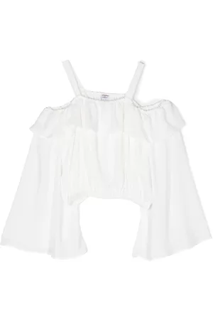 Pinko Kids Menina Blusas - Cold-shoulder long-sleeved blouse
