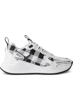 Burberry Mulher Sapatilhas em Pele - Check-pattern leather sneakers