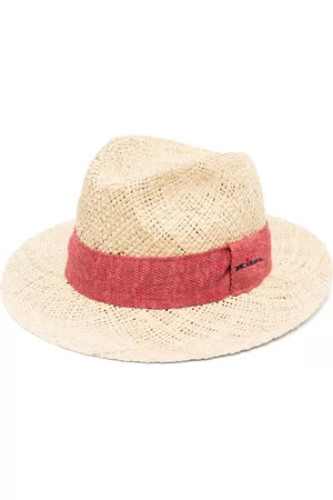 Kiton Homem Chapéus - Logo-plaque straw sun hat