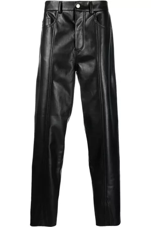 Nanushka Homem Calças em Pele - Faux-leather straight-leg trousers