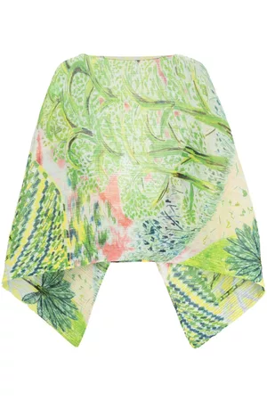 PLEATS PLEASE ISSEY MIYAKE Mulher Cachecol com gola - Promenade Madame-T painterly-print cape scarf
