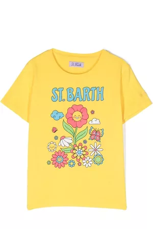 MC2 SAINT BARTH Menina T-shirts & Manga Curta - Floral-print cotton T-shirt
