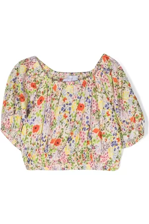 PAADE Menina Blusas - Floral-print gathered-detail blouse