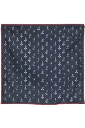 Brunello Cucinelli Homem Cachecóis & Echarpes - Anchor-print silk scarf